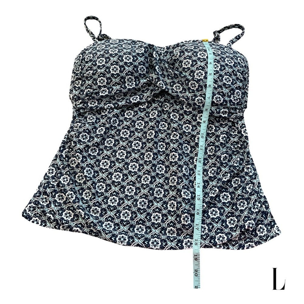Kona Sol Navy and White Floral Tankini Top - Picture 3 of 5